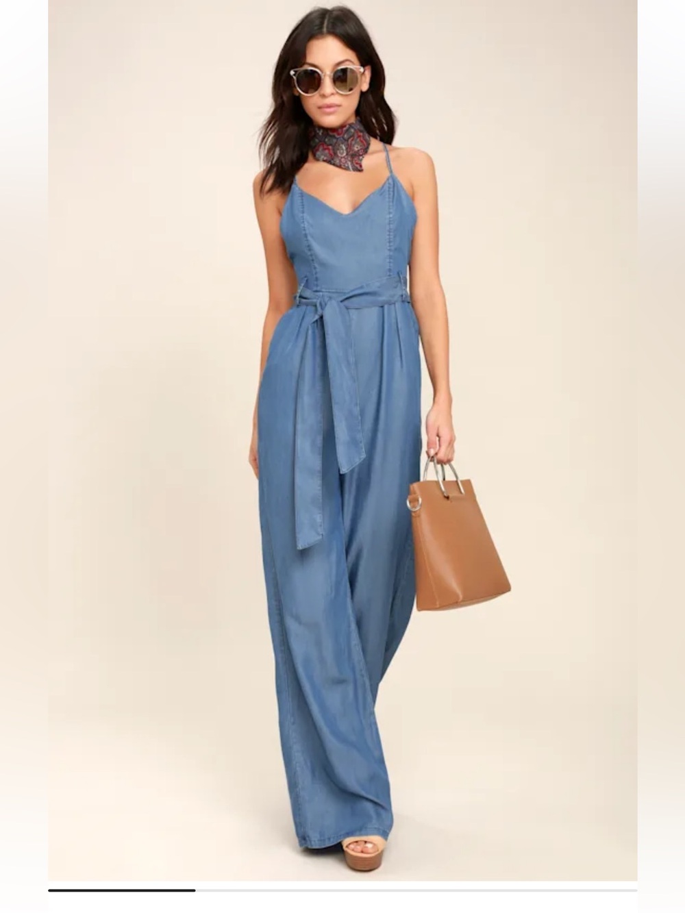 Lulus chambray jumpsuit size medium EUC